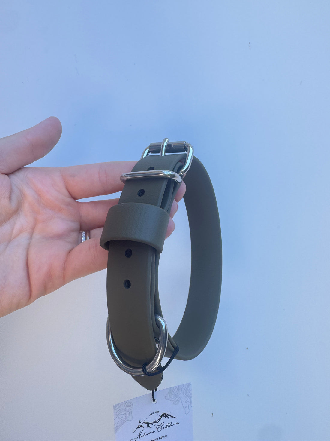 M (33-40cm neck) Moss collar roller buckle (2.5cm wide)