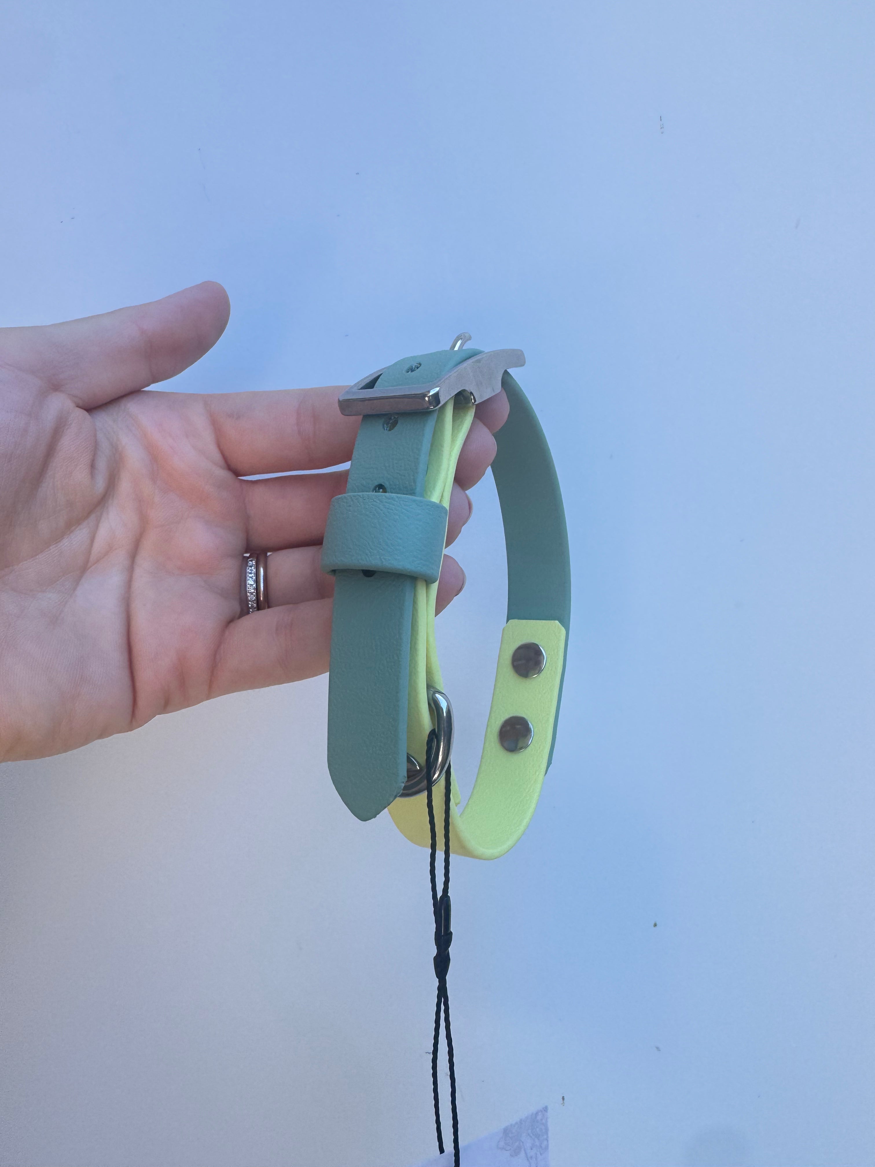 S (28-33m neck) Pastel yellow/Sage Collar